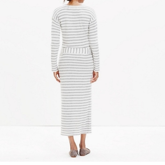 Madewell Gray Striped Knit Tie Sweater Dress - Picture 4 of 7